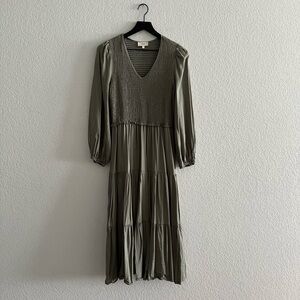 Bohme Olive Green Midi Dress